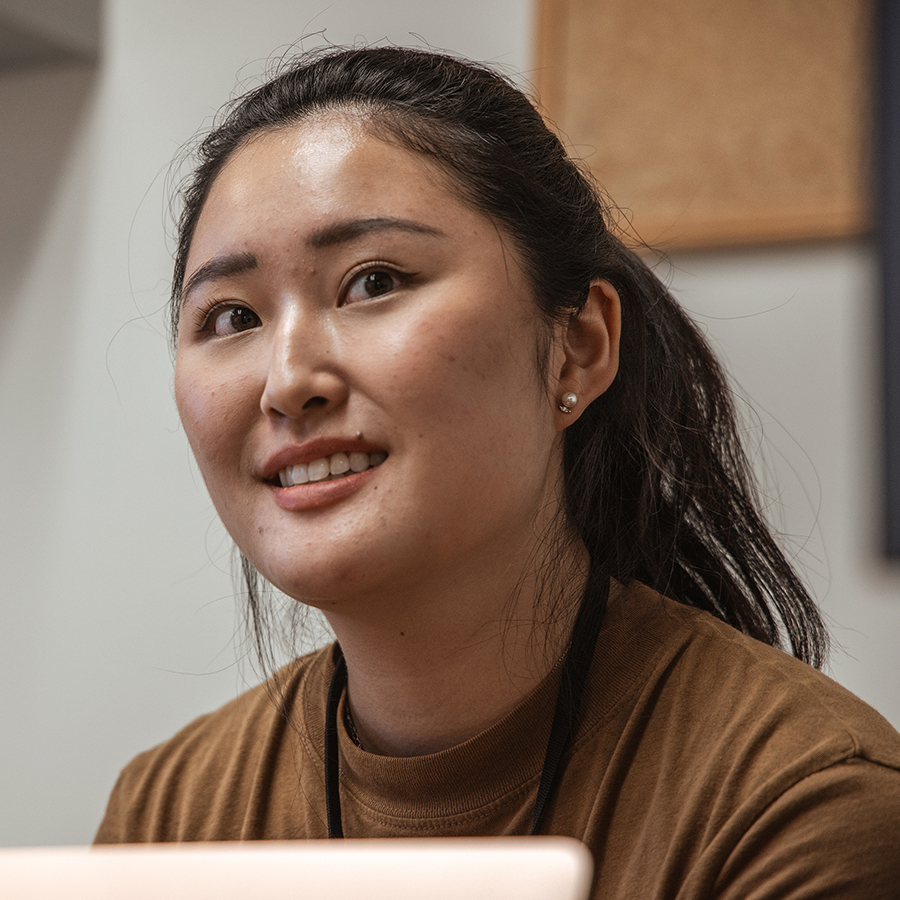 “I think I’m almost like playing tribute to my younger self who was never able to do anything about speaking out,” said Hannah Chea, who currently serves as AAJC's communications associate. Chea was an intern when she first started with the organization. (Photo by Jessica Alvarado Gamez/News21)